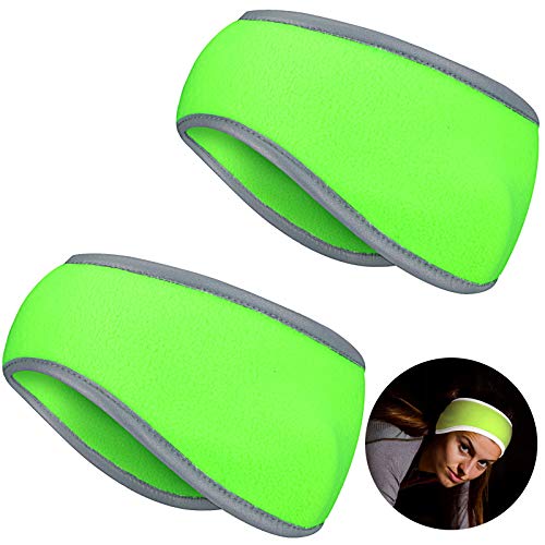 Geyoga 2Pcs Winter Running Ear Warmer Headband for Women Men - color: Fluorescent Green