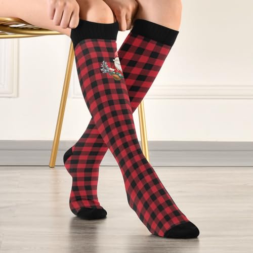 Wusikd Heartbeat Symbol Compression Socks for Women and Men Circulation Black Long Socks for Athletic Running 1 - color: Christmas Gnomes