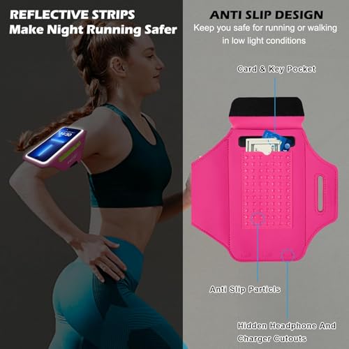 HAISSKY Running Armband with Earbud Pocket Sweatproof Running Phone Holder - color: Negro