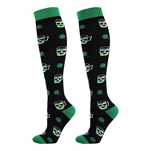 Junely Compression Socks for Women Knee High Socks Funny - color: A2-stpatricks04