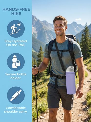 RICHEN Neoprene Water Bottle Carrier Bag with Adjustable Shoulder Strap,Insulated Water Bottle Cover for Stainless Steel/Glass/Plastic Bottles - color: Lavender, size: 500ml