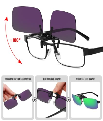 MEETSUN Polarized Clip On Sunglasses for Men Women, Fit Over Glasses - color: 1pack-green Mirror Lens