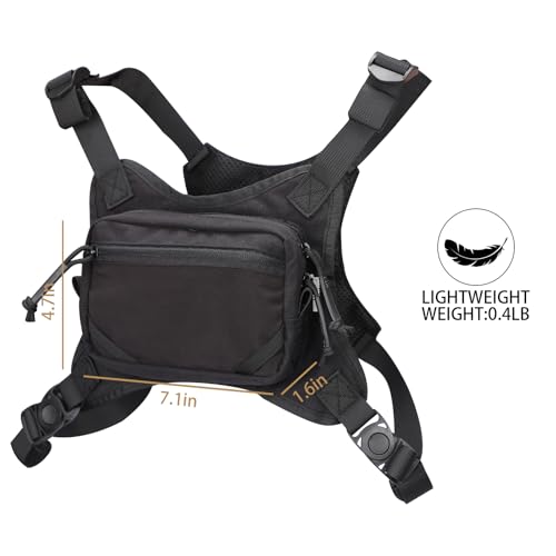 MGFLASHFORCE Chest Bag for Men and Women, Chest Rig Pack Front EDC Pouch - color: Black