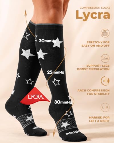 LYCRA® Compression Socks for Women,20-30 mmHg - color: Star Print, size: Small-Medium