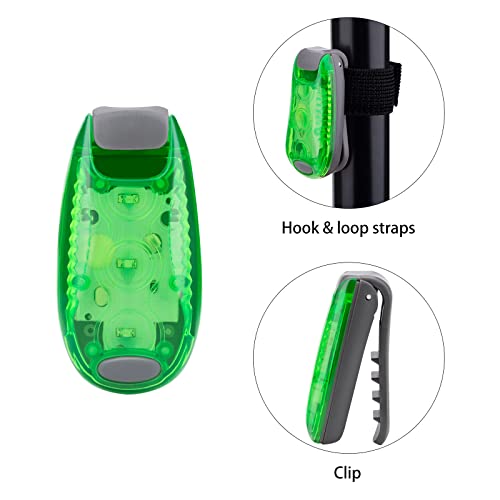 12 Pack Led Safety Light, Safety Light, High Visibility Strobe Running Lights Used for Bicycle, Walking Etc. Clip-On Running Lights Clip to Clothes Strap to Wrist, Bike Or Anywhere - color: Green