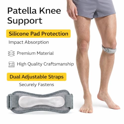 Adjustable Sports Knee Pads 2-Pack, Breathable Knee Straps for Baseball, Volleyball, Basketball, Running, Kneepads with Silicone Pad for Men & Women, Grey - color: Gray