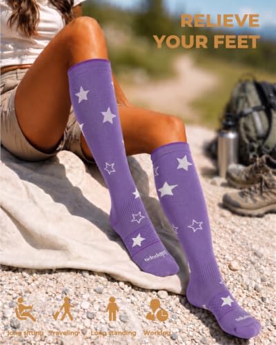 LYCRA® Compression Socks for Women,20-30 mmHg - color: Star Print, size: Small-Medium