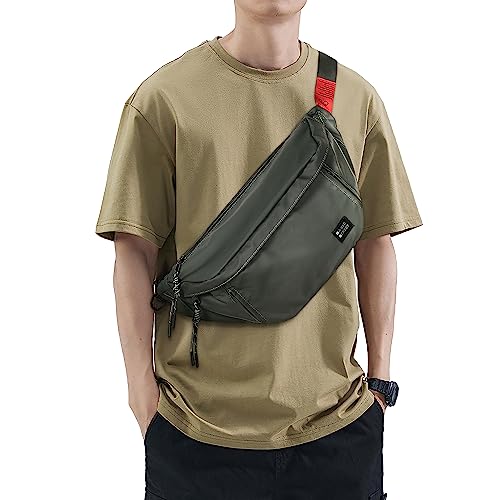 Fashion Large Crossbody Fanny Pack for Men Women,Water Resistant Waist Bag fanny Packs belt bag sling bag with 5-Zipper Pockets,Carrying 7.9"phone,Green-large - color: B-Green-L