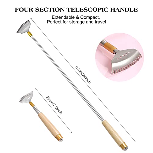 Telescoping Back Scratcher for Women Men with Massage Roller - color: Natural Wood-01