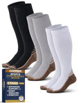 Pembrook 3 Pairs Copper Compression Socks 15-20 mmHg | Graduated Support - color: Black/ White/Gray - 3 Pairs, size: Large