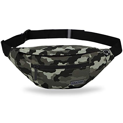 Large Camo Green Fanny Pack Hands-Free Belt Bag Carrying All Size of Phones - color: Camo Green, size: Large