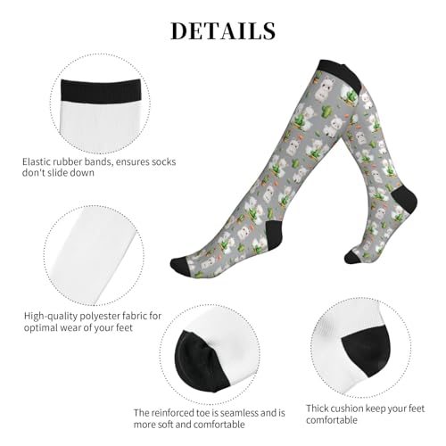 Compression Socks Knee High Circulation Support Socks For Women Men Athletic Running Work Hiking Cycling Travel - color: Alpaca