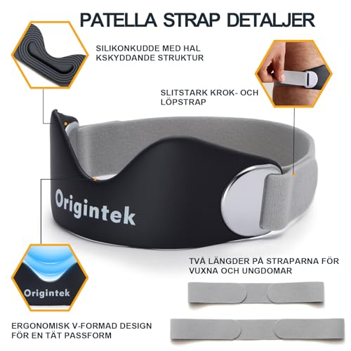 Patellar Tendon Support Strap, Adjustable Non-Slip Patella Band Knee Brace Stabilizer for Jumpers Knee, Tendonitis, Running, Basketball, Volleyball, Squats, Two Straps for Adults Teens, 1 Pack