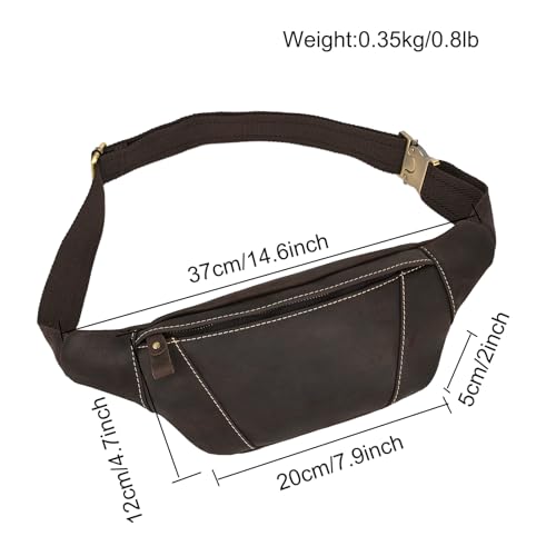 LUUFAN Men's Leather Fanny Pack Adjustable Waist Bag Hip Bum Belt Slim Purse Bag Cell Phone Pouch for Sport Travel Hiking, Dark Brown - color: 1034-Dark Brown