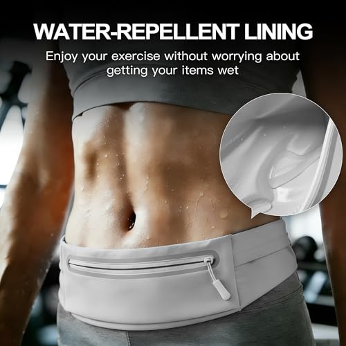 Slim Running Belt for Women Men,Phone Holder Waist Pack,Runners Fanny Pack - color: Light Gray