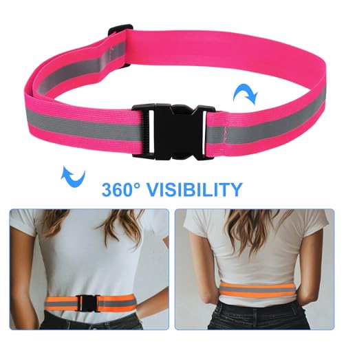 PATIKIL Adjustable Reflective Running Belt, Glow Pt Belt Sash for Cycling Walking - color: Pink, size: 1.5 Inch