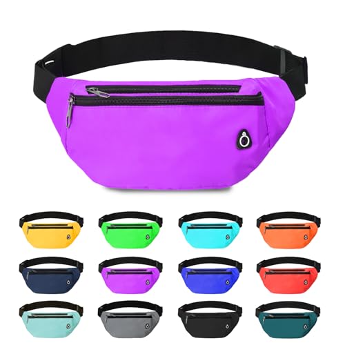 Fanny Pack for Women Men,Crossbody Water Resistant Sports Waist Bag Pack - color: 1pack-purple