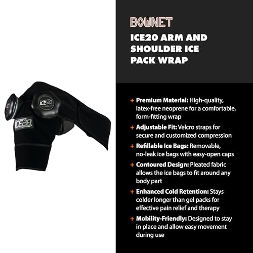 Bownet ICE20 Arm & Shoulder Ice Wrap, Refillable, Pair of 2, One Size