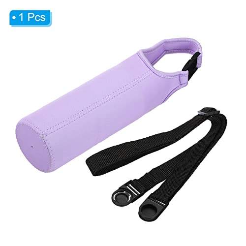 PATIKIL Water Bottle Sling Bag, Neoprene Portable Insulated Bottle Holder Carrier with Removable Adjustable Shoulder Straps - color: Light Purple
