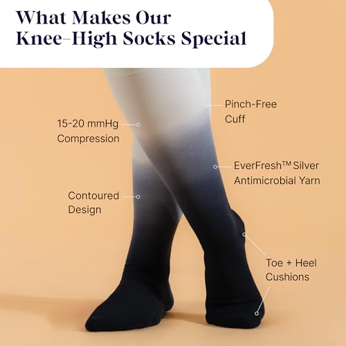 Comrad Breathable Knee High Compression Socks with Targeted Arch Support - color: Black, size: Small