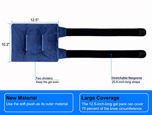 Koo-Care Knee Ice Pack for Injuries - Reusable Large Gel Ice Wrap Hot Cold Compress for Pain Relief, Swelling, Arthritis, Meniscus Tear, Sprains, ACL, Knee Replacement, Post-Surgery Recovery Therapy