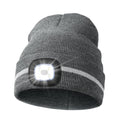 MELASA Reflective Stripe Beanie with the Light, Warm Hat with Light Outdoor - color: Grey