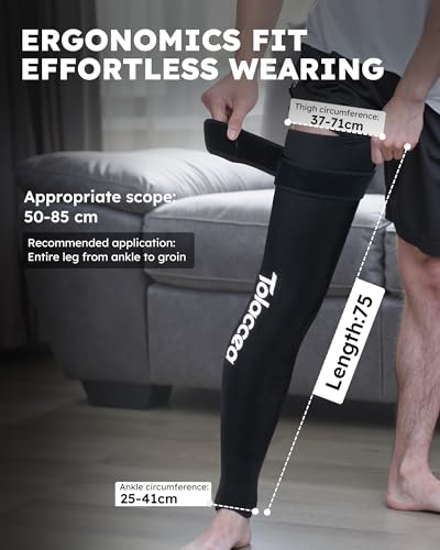 Full Leg Ice Pack Wrap, 360° Entire Leg Gel Cold Therapy Sleeve with Strap - size: universal