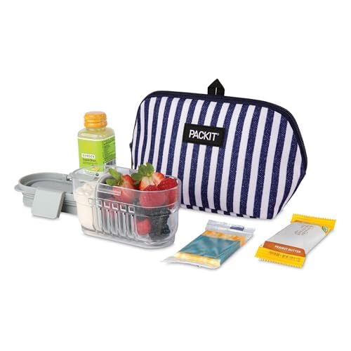PackIt Freezable Snack Bag, Seaside Stripes - color: Seaside Stripes
