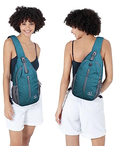 WATERFLY Crossbody Sling Backpack Sling Bag Travel Hiking Daypack - color: Peacock Blue(other Style)