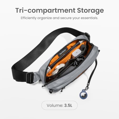tomtoc 3.5L Sling Bag with RFID Blocking Crossbody Chest Pack for Men Women - color: Light Gray, size: 3.5L