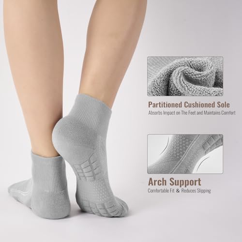 Ankle Socks Women White Black, 6/12 Pairs Running Quarter Socks - color: Light Gray, size: 8-11