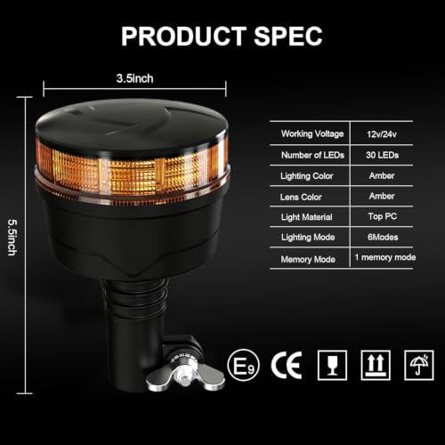 1Pcs Led Beacon Light Amber Emergency Strobe Lights - color: Beacon Light - B