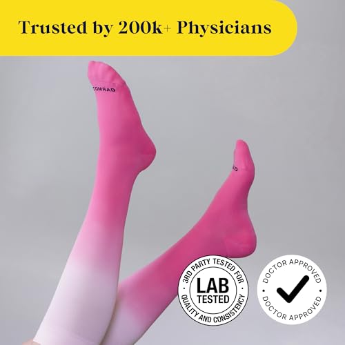 Comrad Breathable Knee High Compression Socks with Targeted Arch Support - color: Navy/Sand Stripe, size: Large