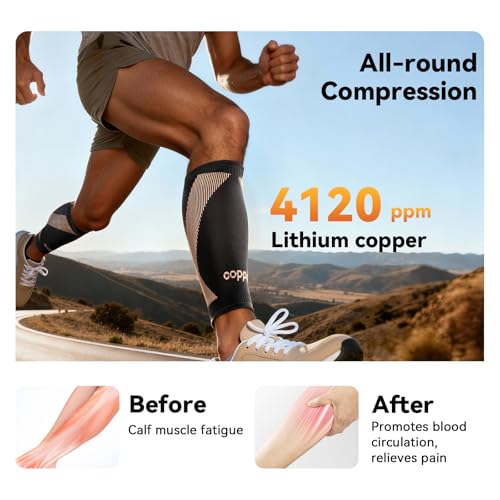 Plus Size Copper-Infused Calf Compression Sleeves for Men & Women 1 Pair [Medical-Grade & Ultra Comfort] Leg Compression Sleeve for Shin Splint Relief, Varicose Veins,Calf Sleeve for Running(X-Large) - style: Black-XL