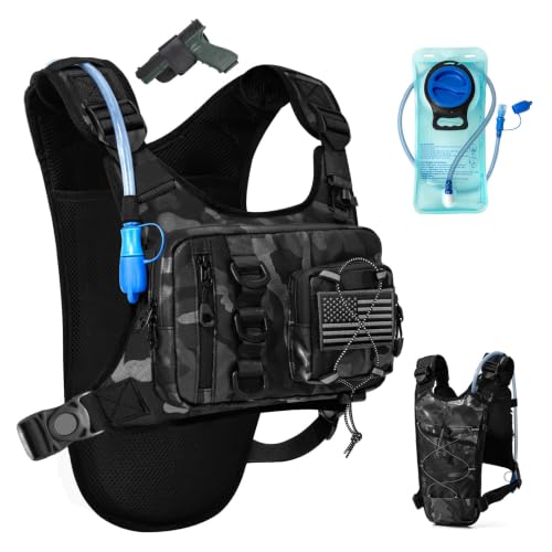 Outdoor Hydration Vest for Running & Hiking, Lightweight Breathable Water Backpack with 2.0L Bladder, Bounce-Free Chest Pack for Marathon, Cycling, Trekking for Men and Women - color: Camo01
