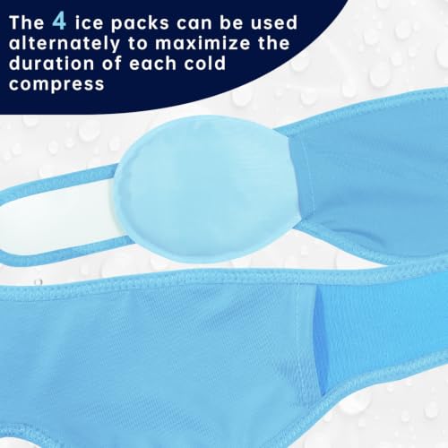 Wisdom Teeth Ice Pack Head Wrap Jaw Face Ice Pack with 4 Gel Packs - color: Light Blue