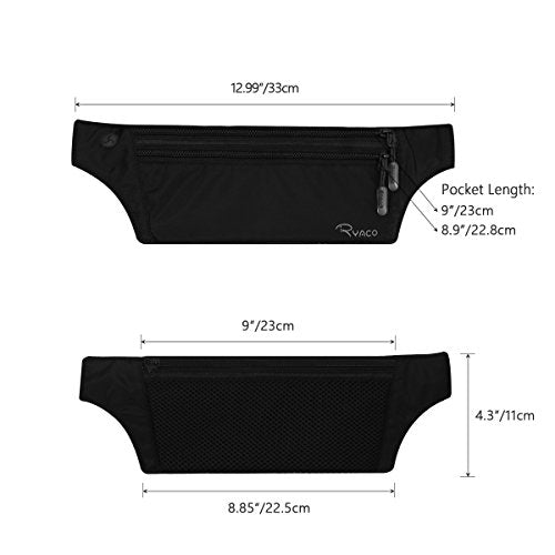 Ryaco Travel Money Belt, Slim RFID‑Blocking Hidden Waist Pouch - color: Black