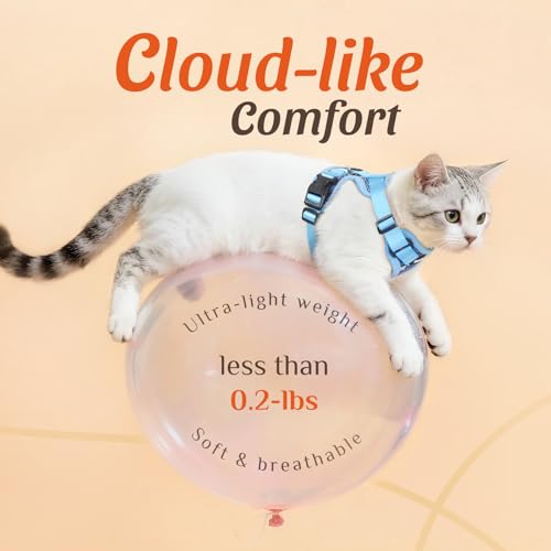 Dooradar Cat Harness and Leash Set, Adjustable and Escape Proof, XXS - color: Aqua Sea, size: Xxs