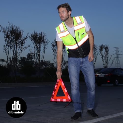 Dib Safety Reflective Safety Vest Made with 3M Tape, Yellow and Black XL - color: Yellow & Black, size: X-Large