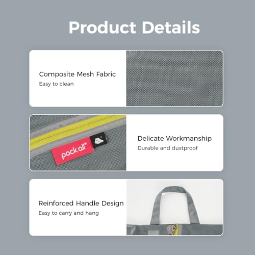 pack all Plus-Sized Shoe Bag for Travel, Water-Resistant Shoe Pouch - color: Plus-Grey, style: 1 Pack