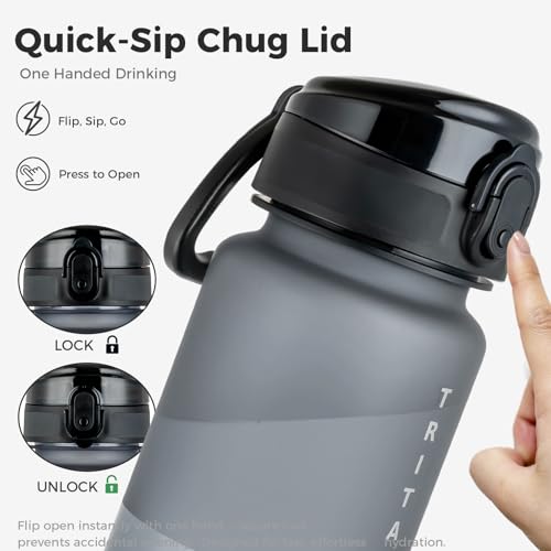 32oz Clear Tritan Water Bottle with Chug Lid - color: Grey