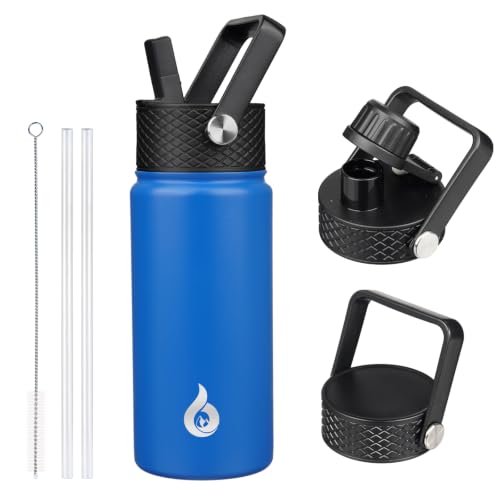 BJPKPK 18oz Insulated Water Bottle with Straw Lid, Stainless Steel Bottle - color: Sapphire, size: 18 Ounces