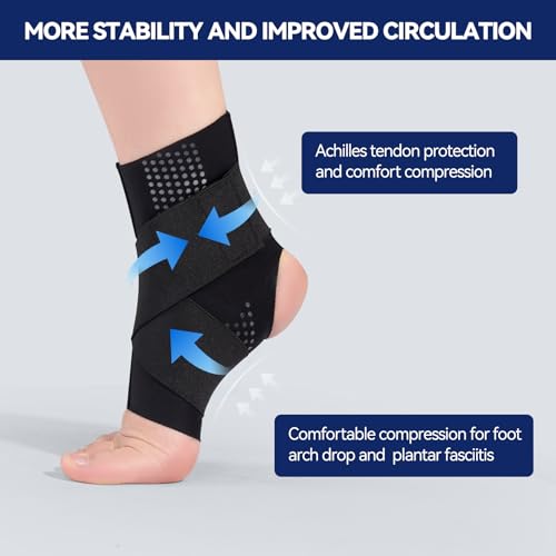 JOMVD Elastic Ankle Brace for Women&Men - Thin Lightweight Silky Compression Sleeves with Wraps for Plantar Fasciitis Sprained Ankle Injury Relief, Sports, Running,X-Large