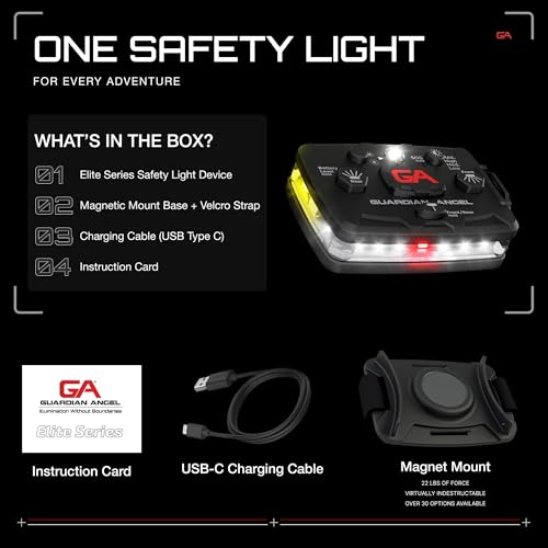 Guardian Angel Elite Safety Light - White Front & Yellow Rear - color: White/Yellow, size: 1-Pack