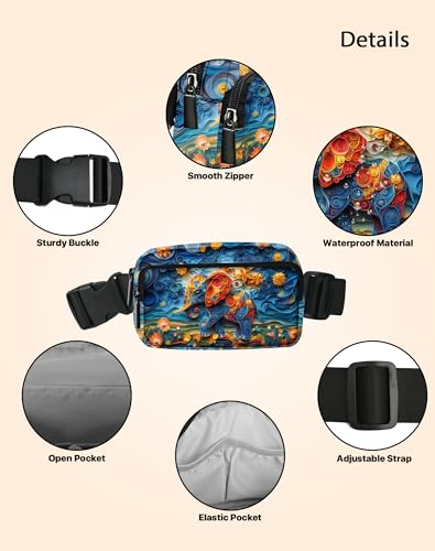 Elephant Fanny Pack Fashion Belt Bag Lightweight Waist Pouch with Adjustable Strap Mini Crossbody Bags for Women Travel Sports Running - color: Dark Blue