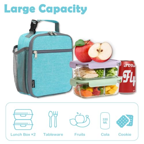 FlowFly Kids Lunch box Insulated Soft Bag Mini Cooler Back to School Thermal Meal Tote Kit for Girls, Boys, Sea Blue - color: Sea Blue