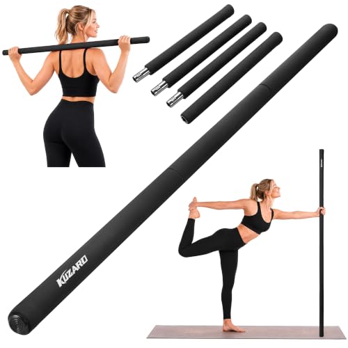 Yoga Stick, Mobility Stick for Stretching, Adjustable Exercise Stick - color: Black