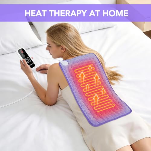 Heating Pad for Back Pain Relief - 24"x12" Electric Heating Pad - size: 12"X 24"-Purple