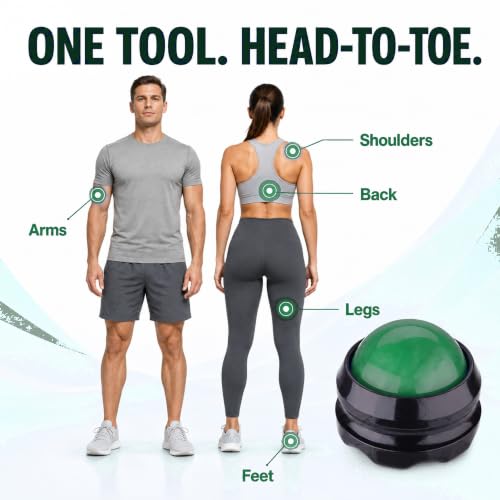 Manual Massage Roller Ball - Massager and Therapy Tool for Sore Muscles, Shoulders, Arms, Neck, Back, Feet, Body, Deep Tissue, Stiffness, Joint Pain, Stress Relief - color: Green
