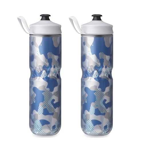 HydraPak Polar Sport Insulated Water Bottle 2-Pack (24oz, Contender Blue) - color: Contender Blue, style: 24oz/700ml (2-Pack)
